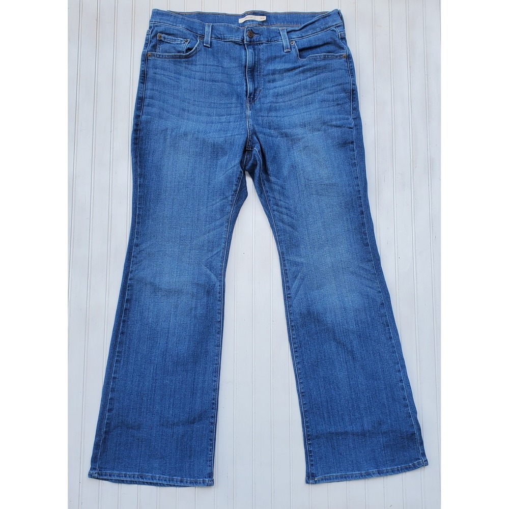 Levis 726 High Rise Flare Jeans Womens 16W Medium Wash Blue Stretch Denim Pants